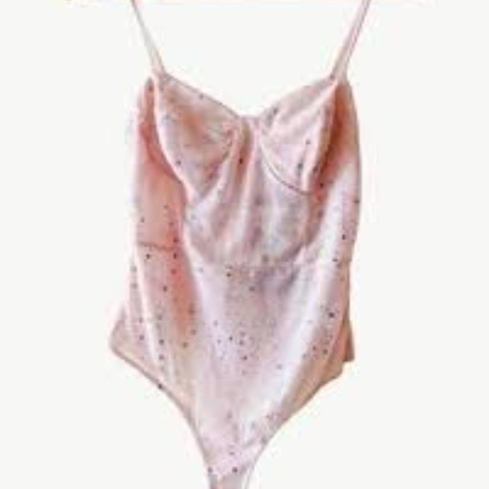 le lis collection pink multi star lace bodysuit